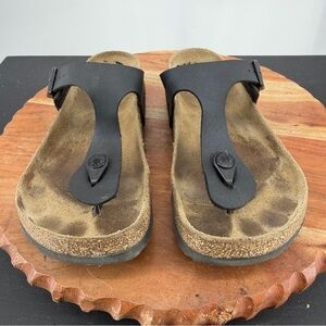 Birkenstock Gizeh black birko-flor thong flip flops sz 38 US 7 narrow width